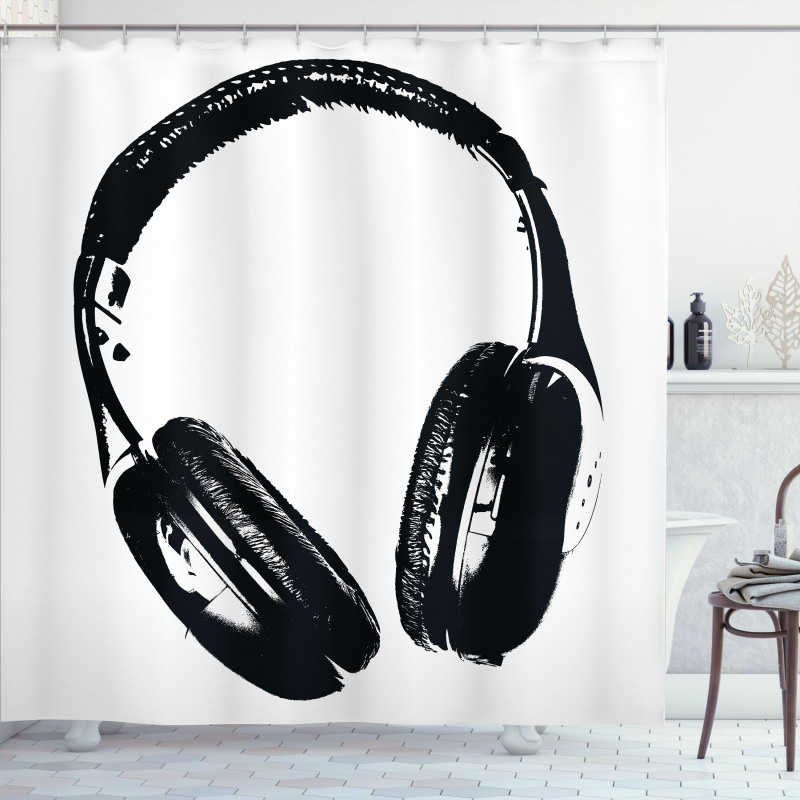 Grunge Headphones Fun Shower Curtain