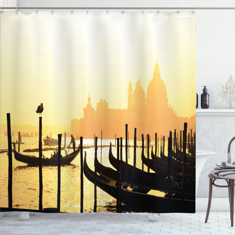 Romantic City at Sunrise Shower Curtain