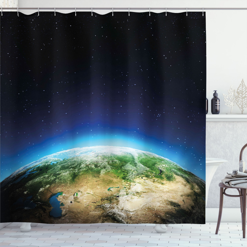 Russia from Space Sky Shower Curtain