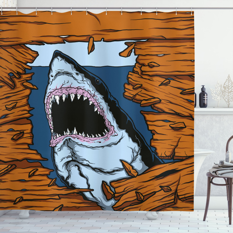 Wild Fish Wooden Plank Shower Curtain