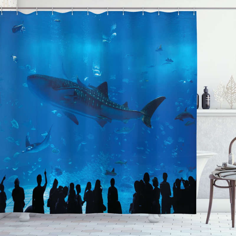 Aquarium Park and People Shower Curtain