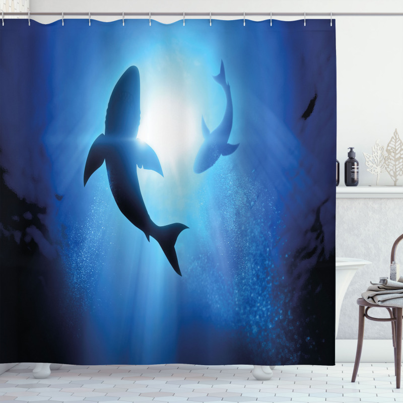 Fishes Circling in Ocean Shower Curtain