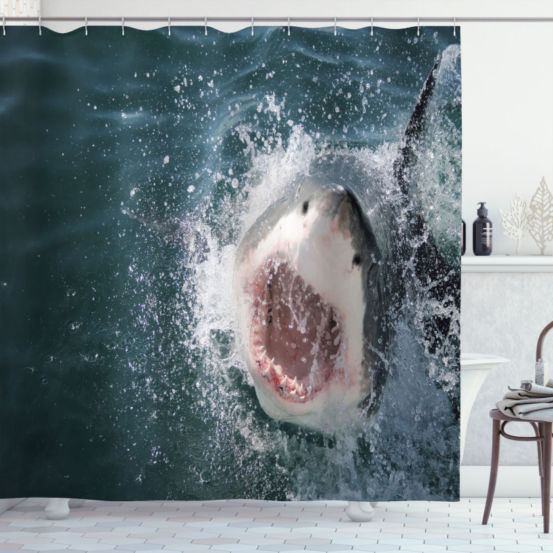 Scary Open Mouth Teeth Shower Curtain