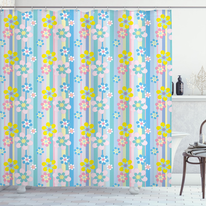 Abstract Spring Daisies Shower Curtain