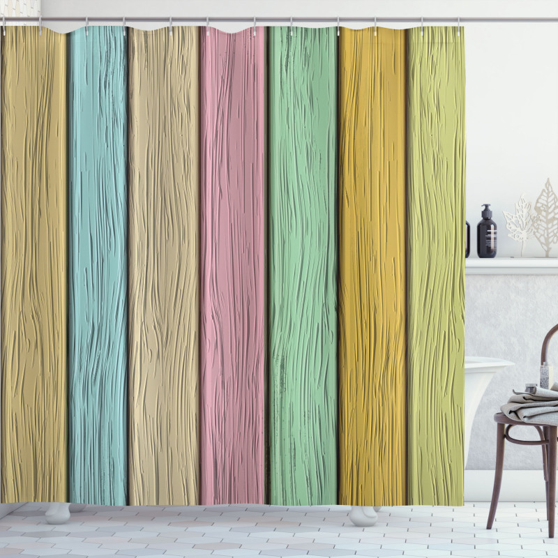 Colorful Wooden Planks Shower Curtain