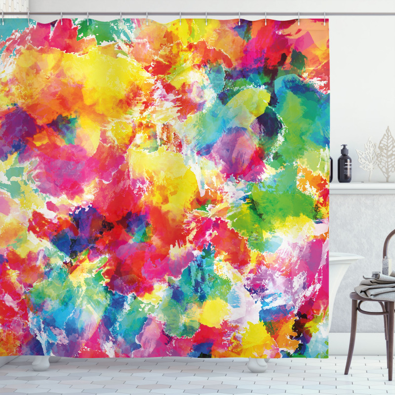 Vivid Messy Watercolors Shower Curtain