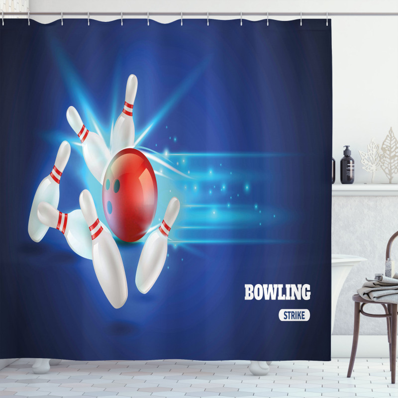 Strike Red Ball Pins Shower Curtain