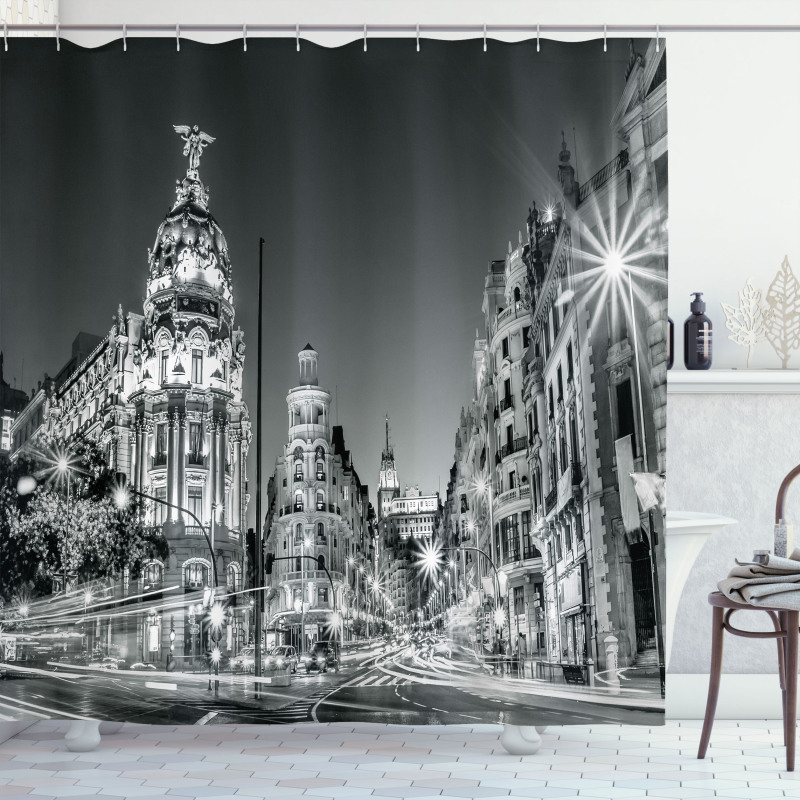 Madrid at Night Shower Curtain