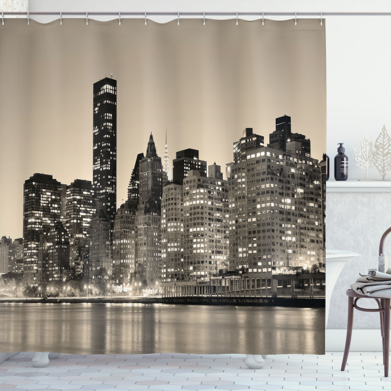 Manhattan City Night Shower Curtain