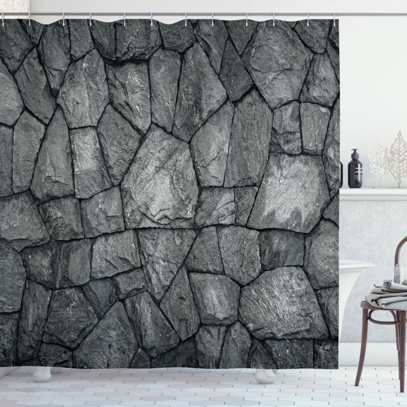 Stone Wall Rough Rusty Shower Curtain