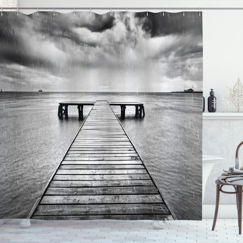 Old Pier on Sea Shower Curtain