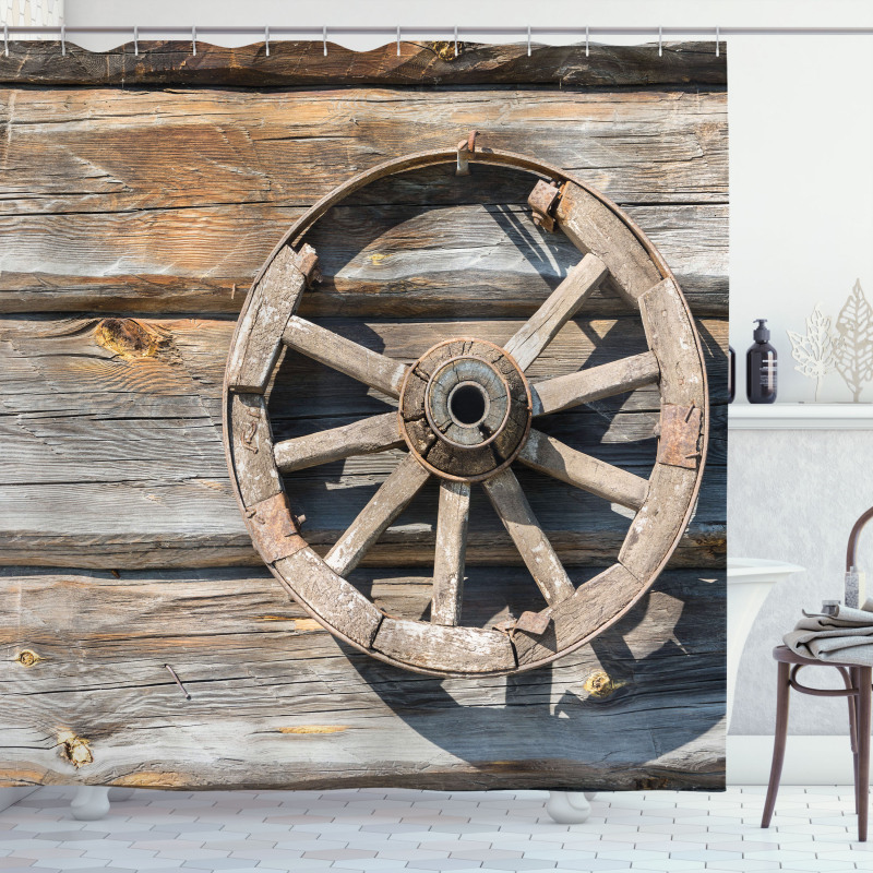 Log Wall Cart Shower Curtain