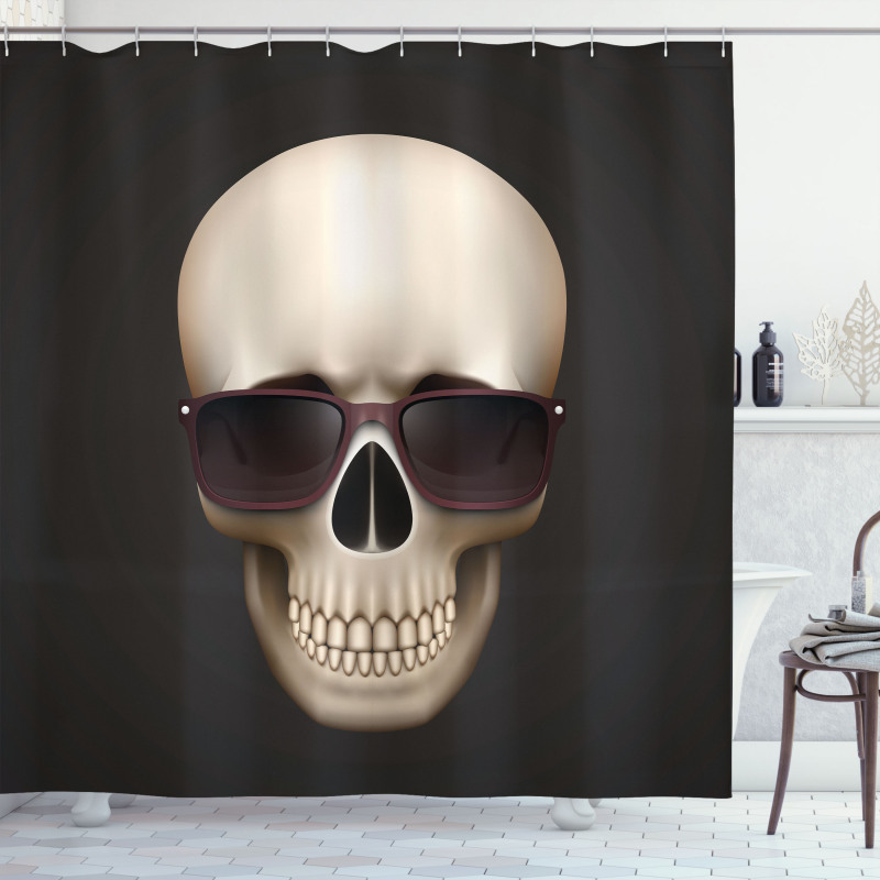 Funny Glass Skeleton Head Shower Curtain
