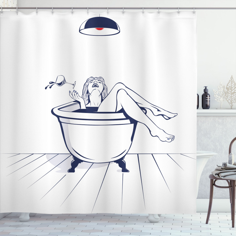 Young Woman in Bathtub Art Shower Curtain