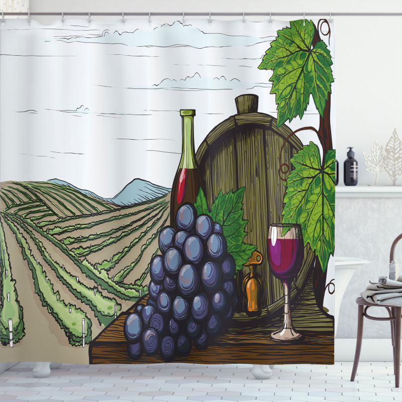 Views of Vineyards Grapes Shower Curtain