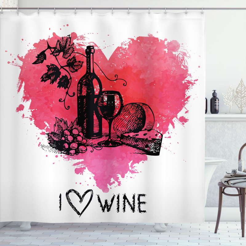 Sketch Watercolor Heart Shower Curtain