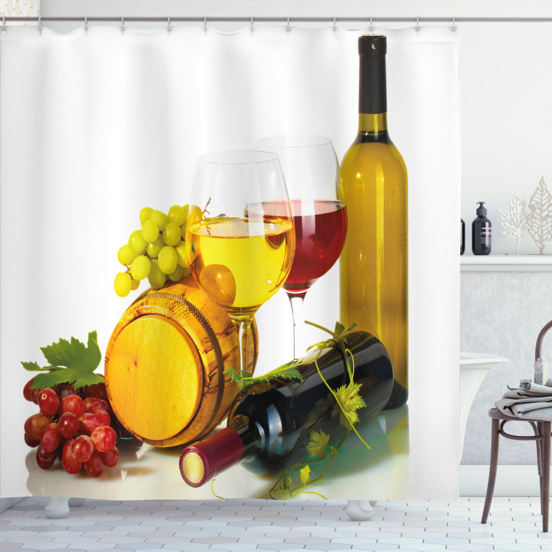 Red White Wine Mini Themed Shower Curtain