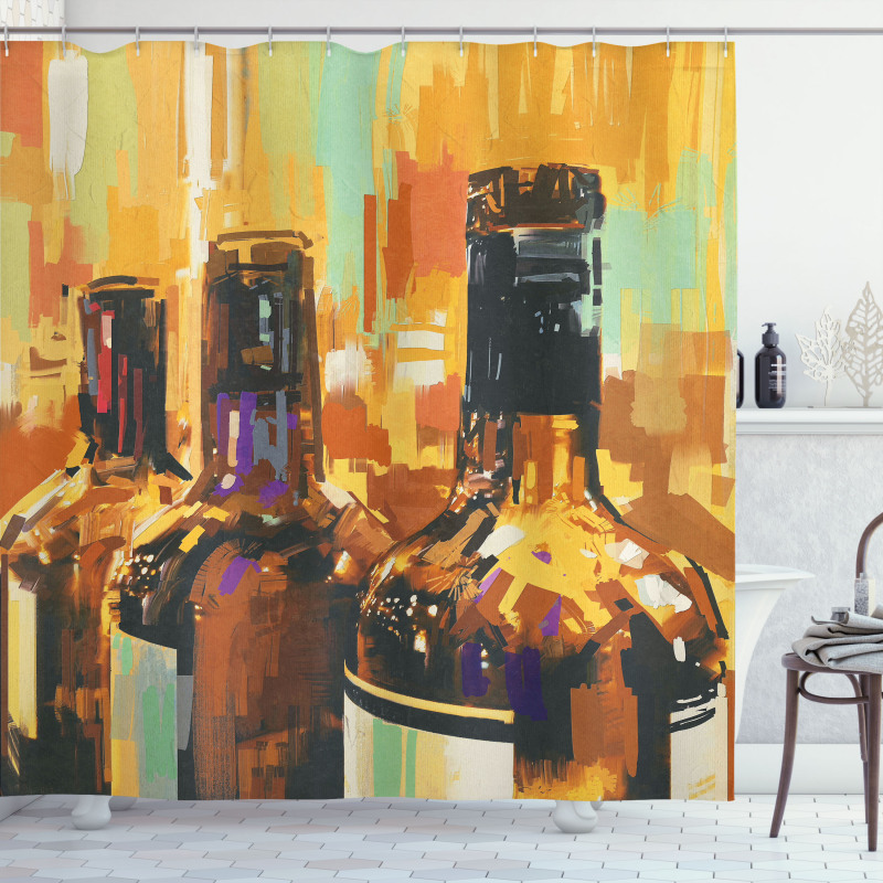 Bottles Brushstrokes Art Shower Curtain