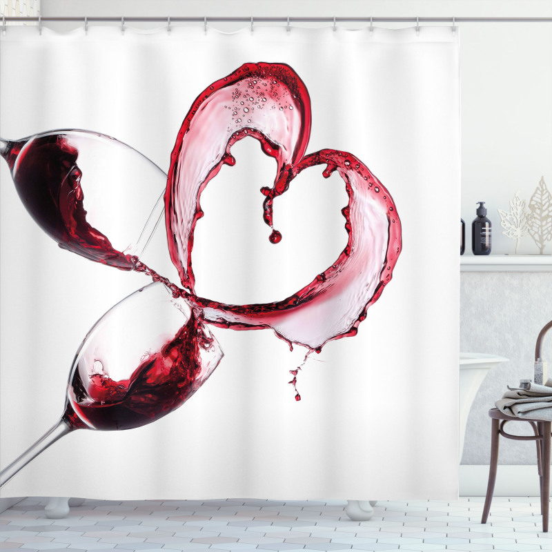 Heart Shape Spilling Wine Shower Curtain