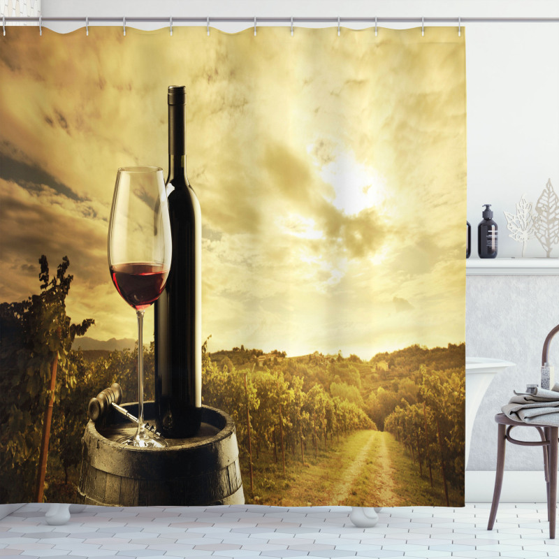 Red Wine Themed Vineyard Shower Curtain