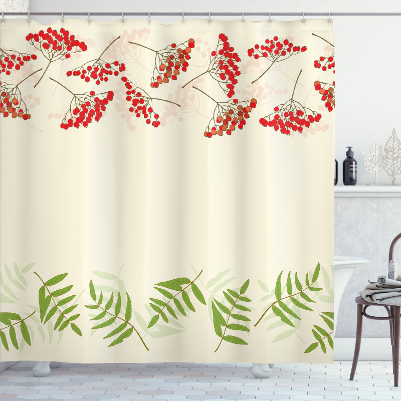 Border with Mountain Ash Shower Curtain