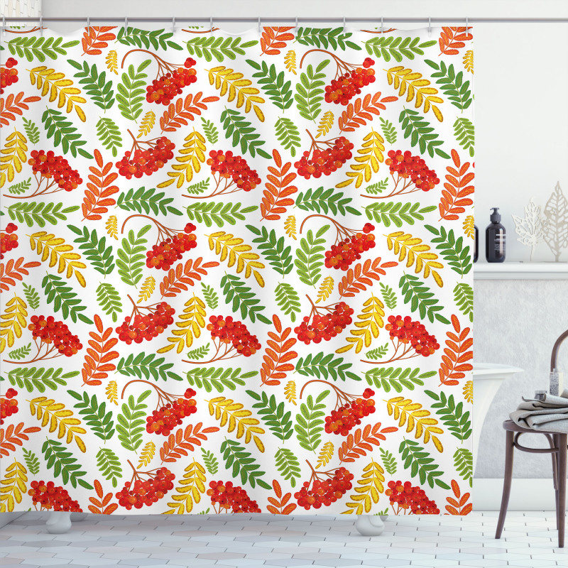 Autumnal Flora Pattern Shower Curtain