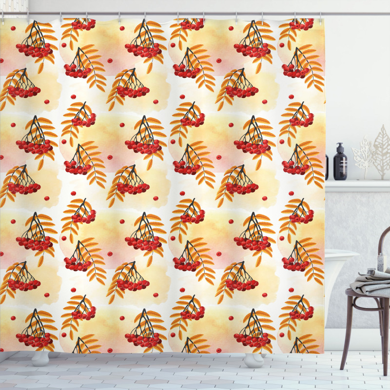 Romantic Fall Season Tile Shower Curtain