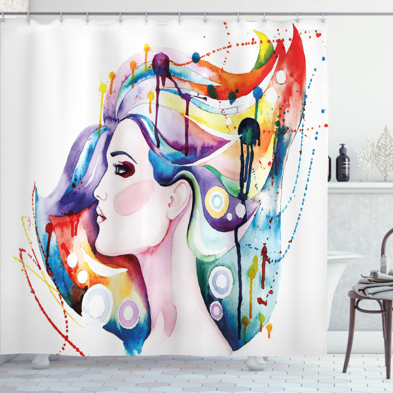 Grunge Young Woman Shower Curtain