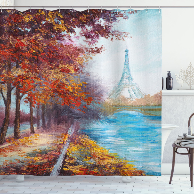 Eiffel Tower from River Shower Curtain
