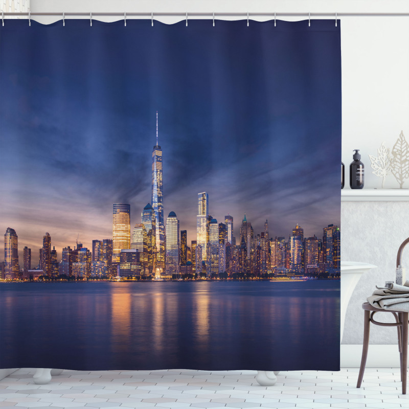New York Skyline Evening Shower Curtain