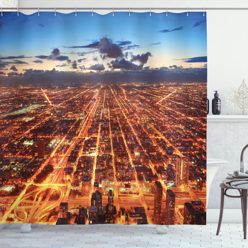 Chicago Downtown Aerial Shower Curtain