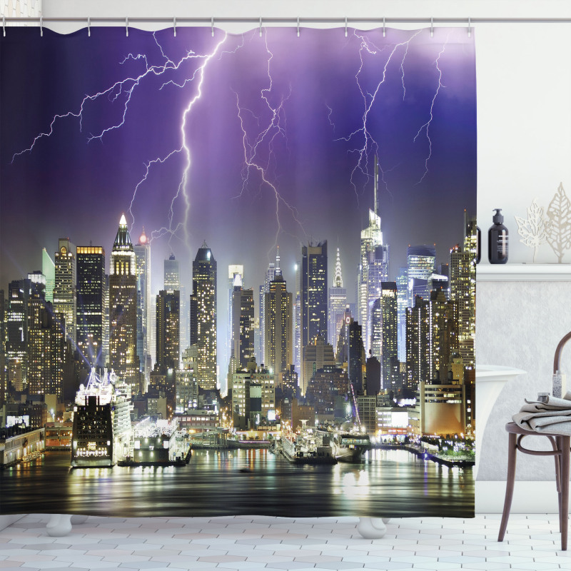 Storm Thunder in New York Shower Curtain
