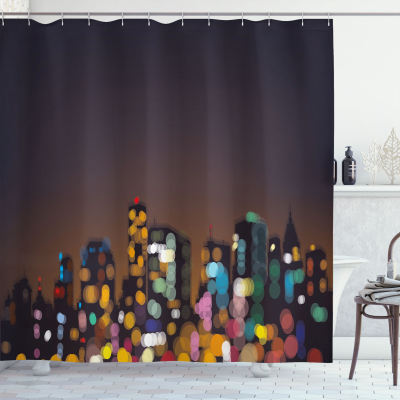 Abstract Cityscape Bokeh Shower Curtain