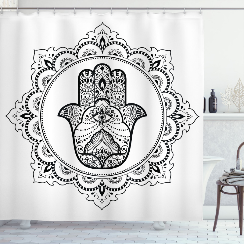 Mehndi Mandala Oriental Shower Curtain