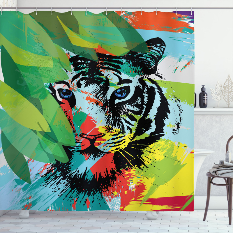Abstract Bengal Tiger Shower Curtain