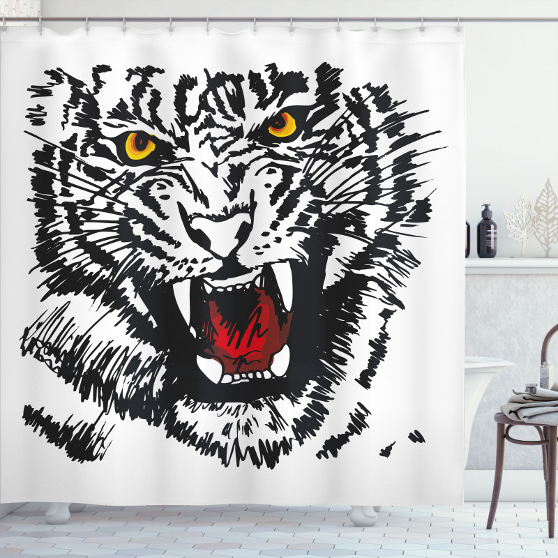 Angry Feline Vivid Eyes Shower Curtain