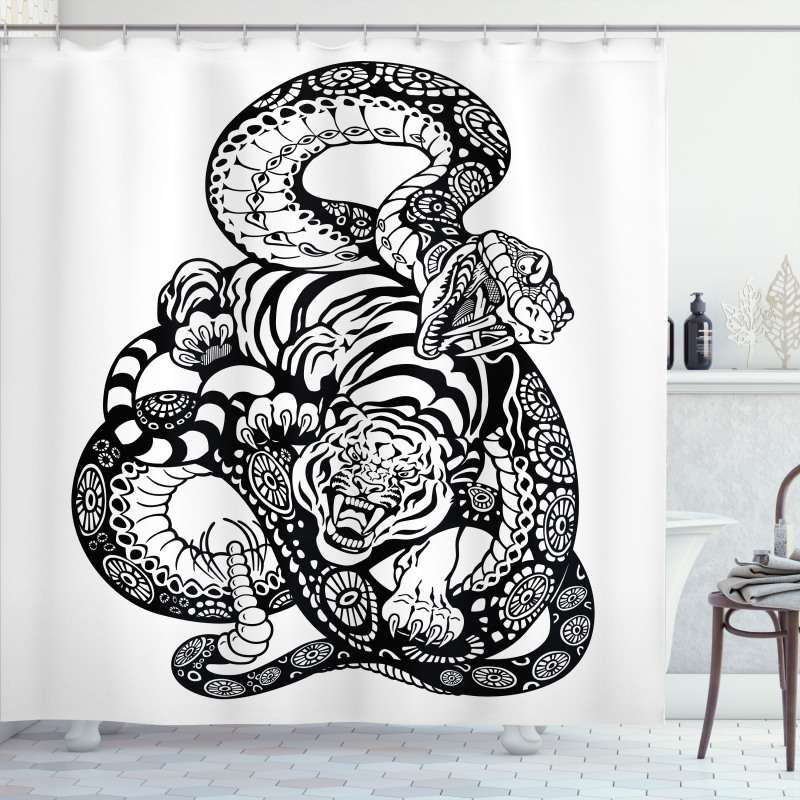 Snake and Tiger Pattern Shower Curtain