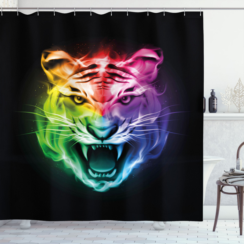 Abstract Feline Colorful Shower Curtain