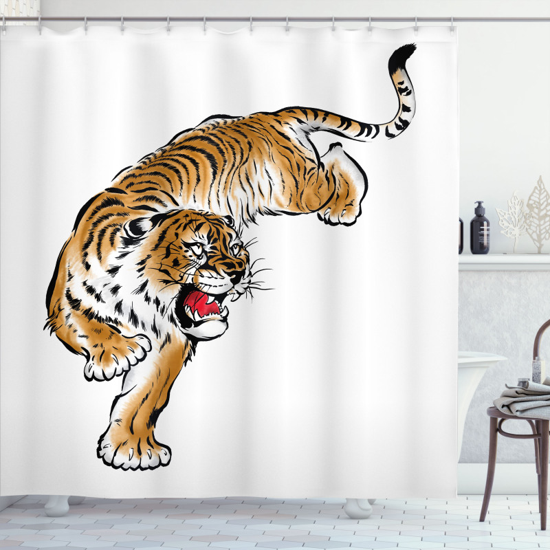 Japanese Hand Drawn Shower Curtain