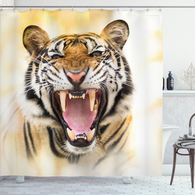 Young Panthera Growling Shower Curtain