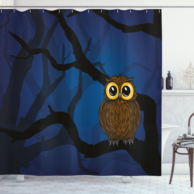 Owl on Tree Branch Shower Curtain