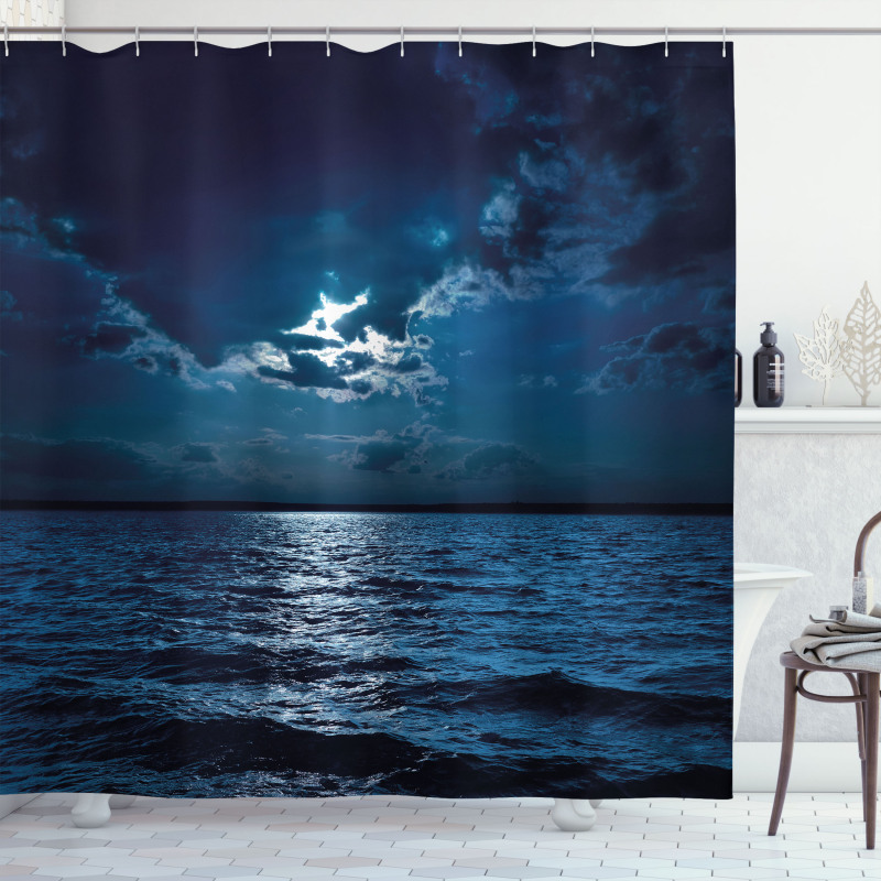 Dramatic Sky Moon Ocean Shower Curtain