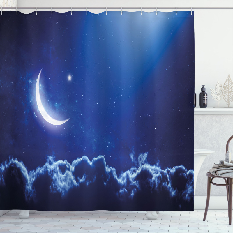 Crescent Moon and Stars Shower Curtain