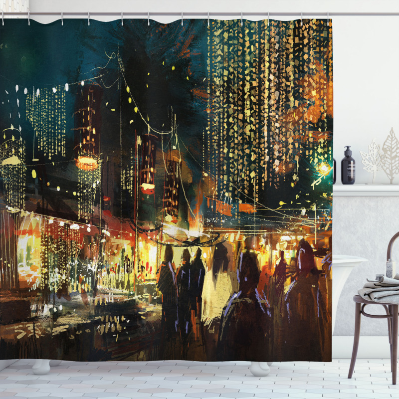 City Street Colorful Art Shower Curtain