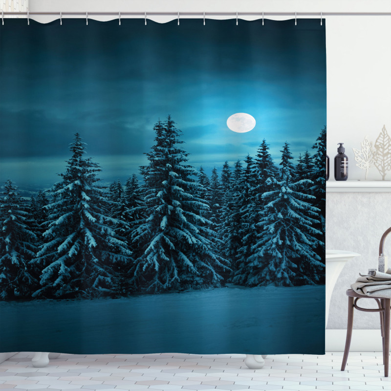 Tranquil Snowy Woodland Shower Curtain