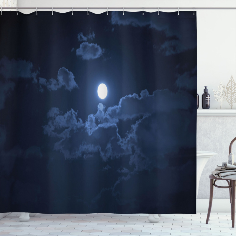 Full Moon Dark Clouds Fog Shower Curtain