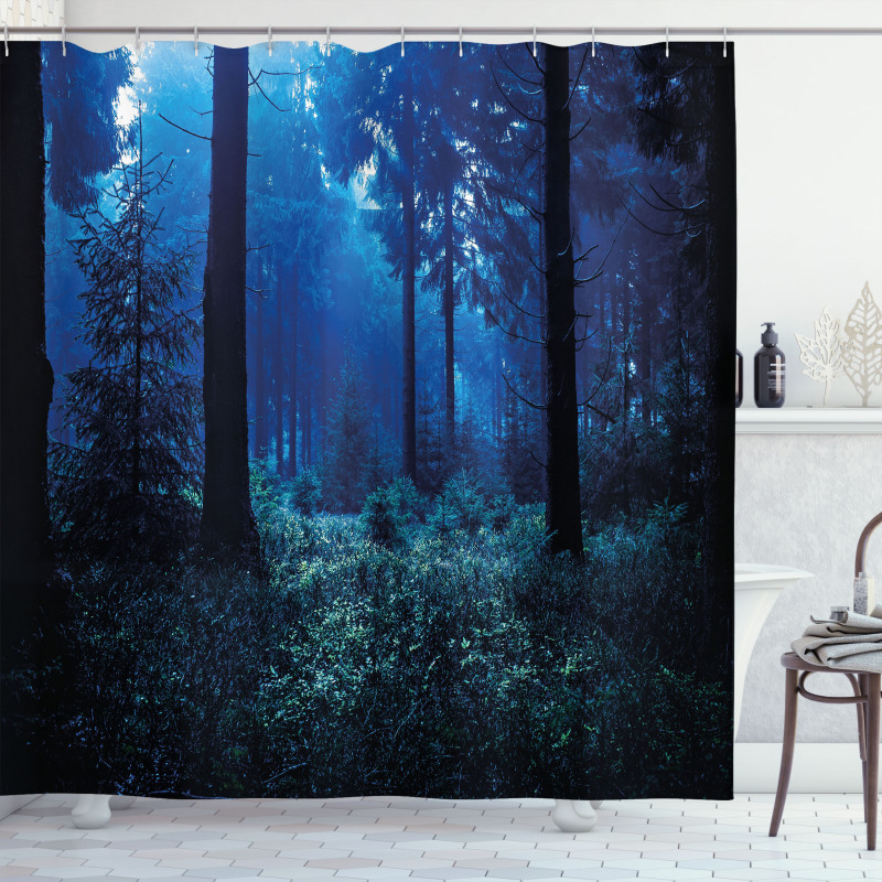 Misty Fall Nature Scenery Shower Curtain