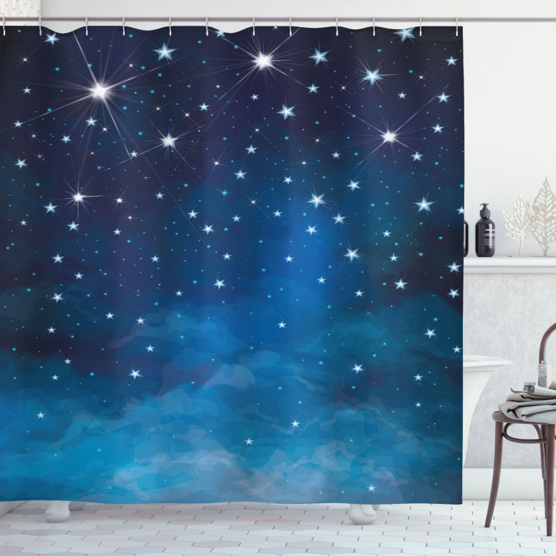 Vibrant Star Ombre Sky Shower Curtain