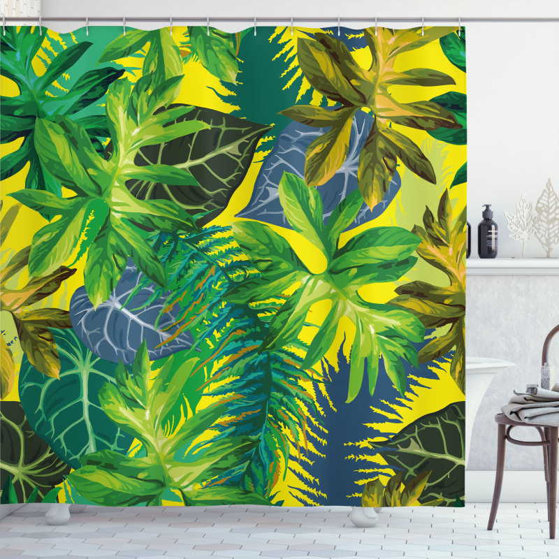 Exotic Leaves Watercolor Shower Curtain