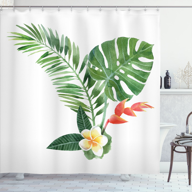 Blooming Tropical Fern Shower Curtain